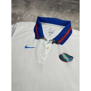 Nike Gators Polo Shirt Women Medium White University of Florida Short Sleeve